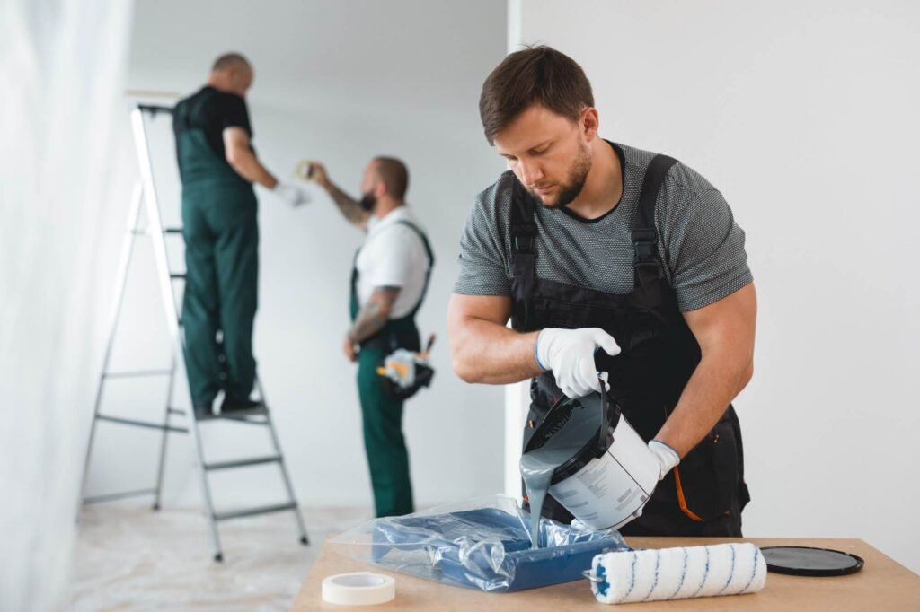 efficient renovation crew painting white walls of 2024 10 22 09 05 49 utc